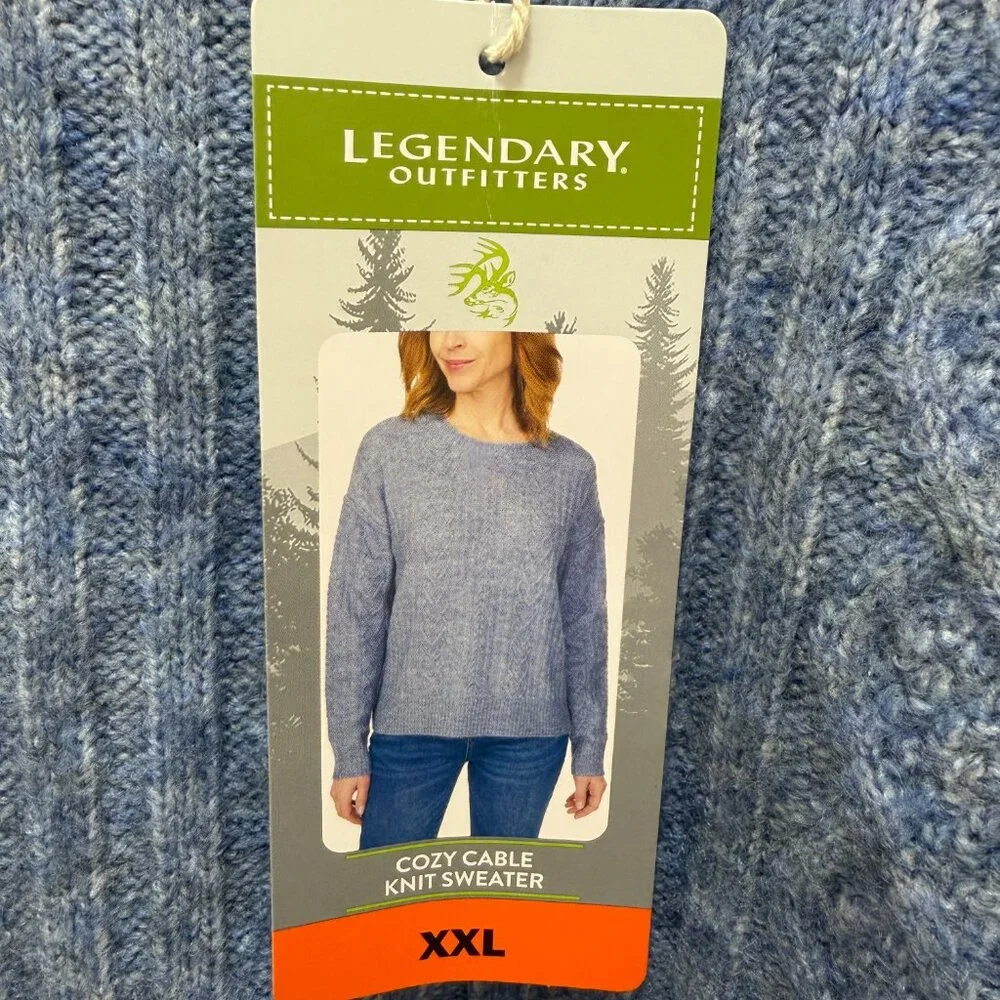 Legendary Outfitters Women's Cable Knit Sweater Size XXL Blue Heather Cozy Soft